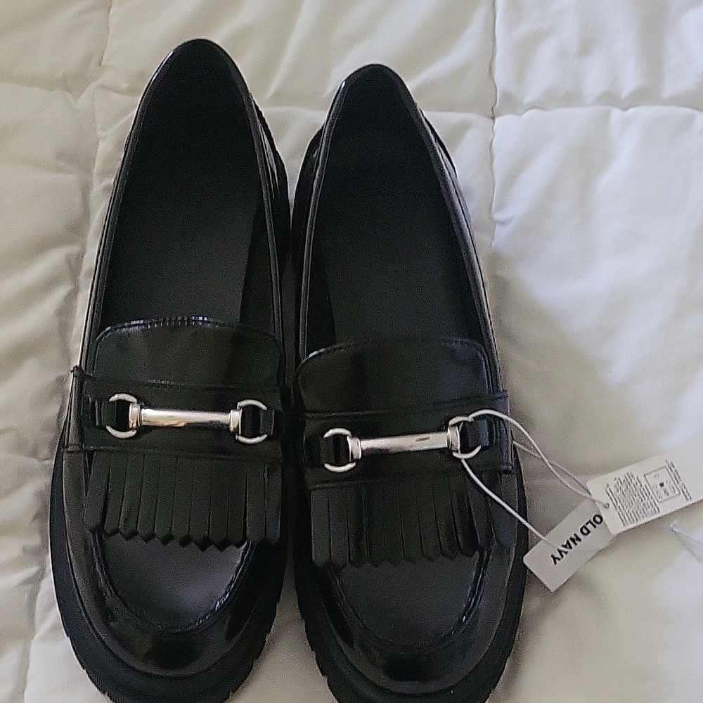 Old Navy Black Loafers with Fringe and Horsebit